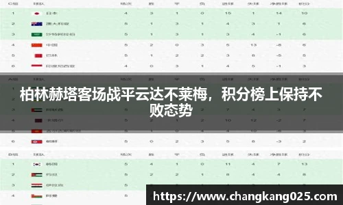 柏林赫塔客场战平云达不莱梅，积分榜上保持不败态势